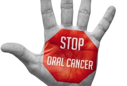 Stop oral cancer written on palm of hand